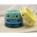 high quality and special shape with different color ceramic pet bowl